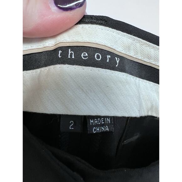 Theory Emery Tailor Womens Trousers Wide Leg Pants Sz 2 Wool Blend Preppy - Picture 6 of 14